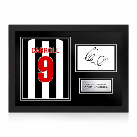 Andy Carrol Signed Framed Display with Shirt Back Photo