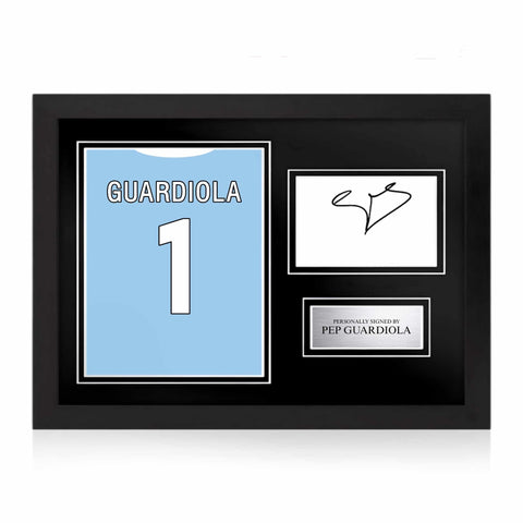 Pep Guardiola Signed Framed Display with Shirt Back Photo