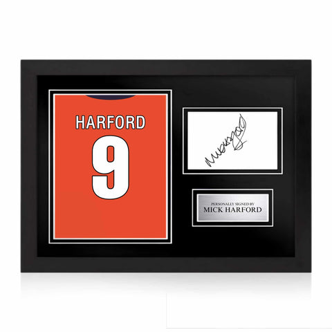 Mick Harford Signed Framed Display with Shirt Back Photo