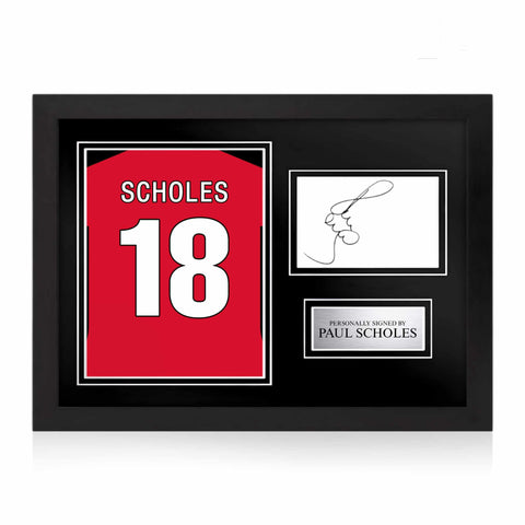 Paul Scholes Signed Framed Display with Shirt Back Photo