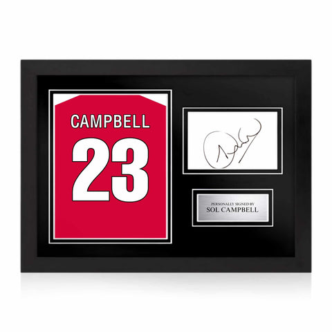 Sol Campbell Signed Framed Display with Shirt Back Photo