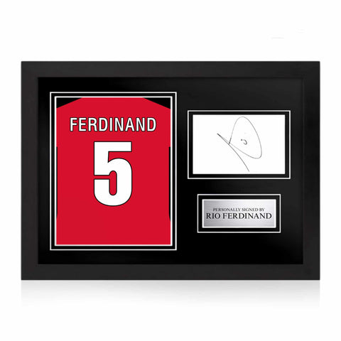 Rio Ferdinand Signed Framed Display with Shirt Back Photo