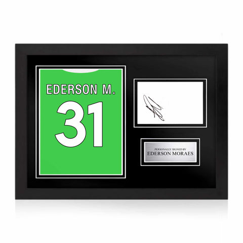 Ederson Signed Framed Display with Shirt Back Photo