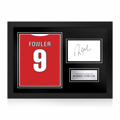 Robbie Fowler Signed Framed Display with Shirt Back Photo