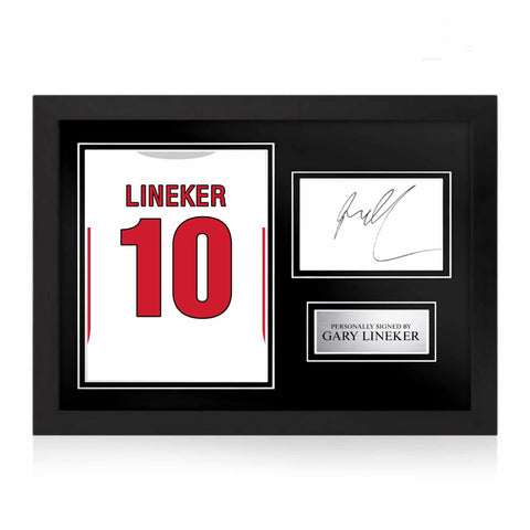 Gary Lineker Signed Framed Display with Shirt Back Photo