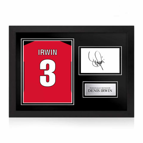 Denis Irwin Signed Framed Display with Shirt Back Photo