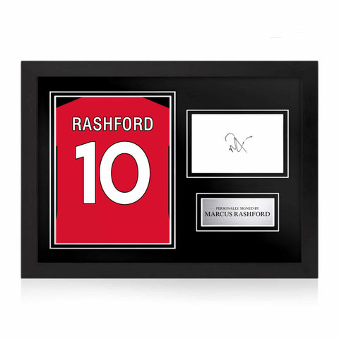 Marcus Rashford Signed Framed Display with Shirt Back Photo