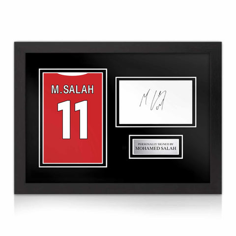 Mohammed Salah Signed Framed Display with Shirt Back Photo