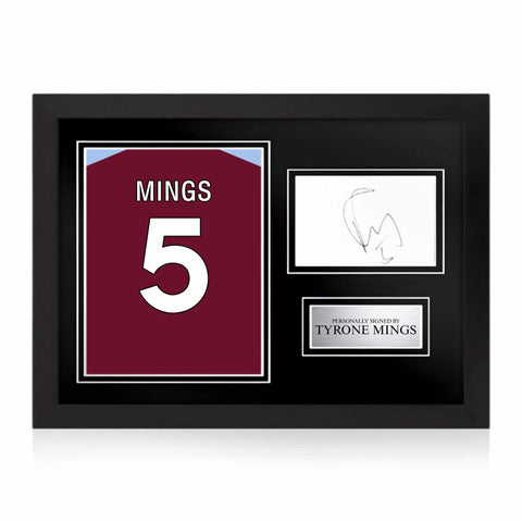 Tyrone Mings Signed Framed Display with Shirt Back Photo
