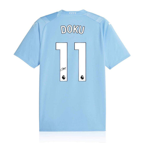 Jérémy Doku Signed Manchester City 2023/24 Home Shirt