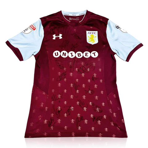 Aston Villa 2017/18 Match Issue Squad Signed Home Shirt