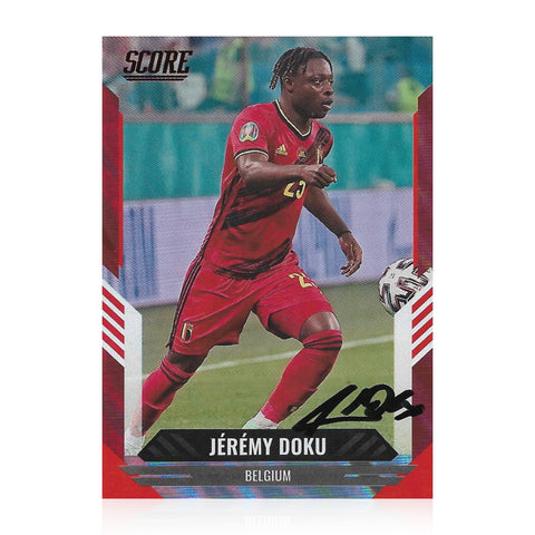 Jeremy Doku Signed 2021/22 Panini FIFA Score Belgium Red Lava #19