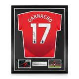 Alejandro Garnacho Signed Framed Manchester United Home Shirt w/ BAS Beckett Authentication