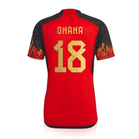 Amadou Onana Signed 2022 Belgium World Cup Home Shirt