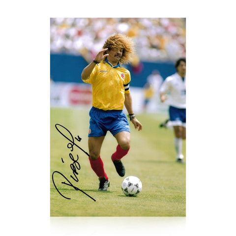 Carlos Valderrama Signed 12x8 Photo