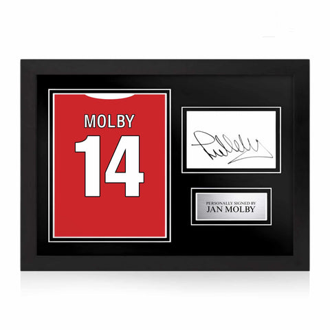 Jan Mølby Signed Framed Display with Shirt Back Photo