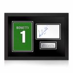 Peter Bonetti Signed Framed Display with Shirt Back Photo