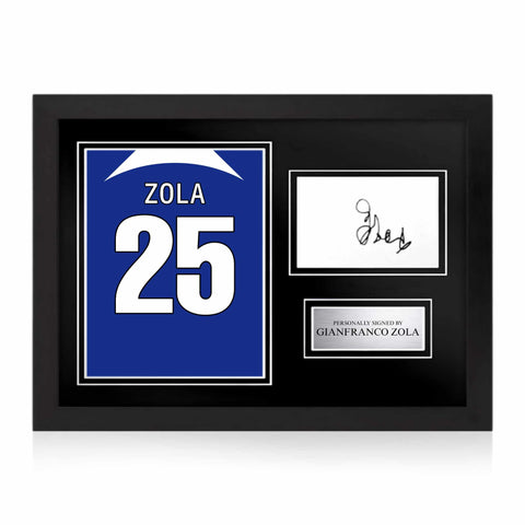 Gianfranco Zola Signed Framed Display with Shirt Back Photo