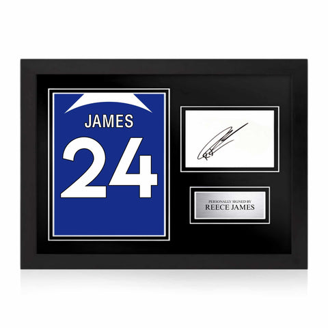 Reece James Signed Framed Display with Shirt Back Photo