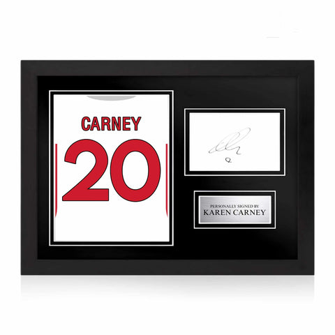 Karen Carney MBE Signed Framed Display with Shirt Back Photo