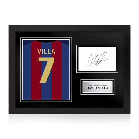 David Villa Signed Framed Display with Shirt Back Photo