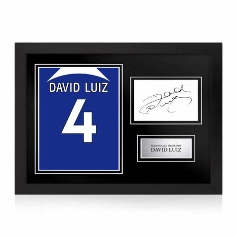 David Luiz Signed Framed Display with Shirt Back Photo