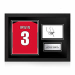 Denis Irwin Signed Framed Display with Shirt Back Photo