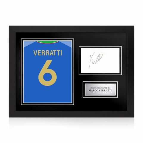 Marco Verratti Signed Framed Display with Shirt Back Photo