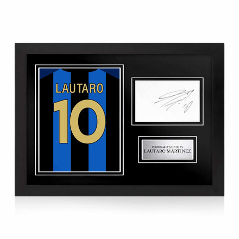 Lautaro Martinez Signed Framed Display with Shirt Back Photo