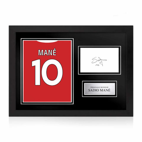 Sadio Mane Signed Framed Display with Shirt Back Photo