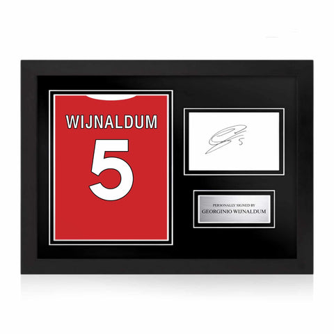 Gini Wijnaldum Signed Framed Display with Shirt Back Photo