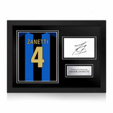 Javier Zanetti Signed Framed Display with Shirt Back Photo