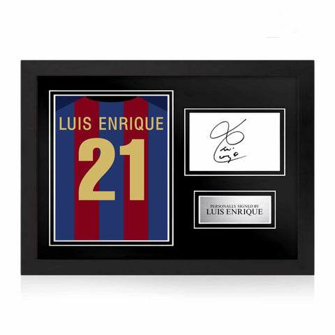 Luis Enrique Signed Framed Display with Shirt Back Photo