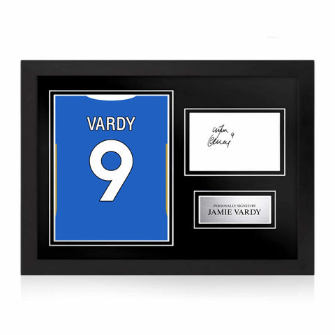 Jamie Vardy Signed Framed Display with Shirt Back Photo