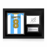 Javier Zanetti Signed Framed Display with Shirt Back Photo