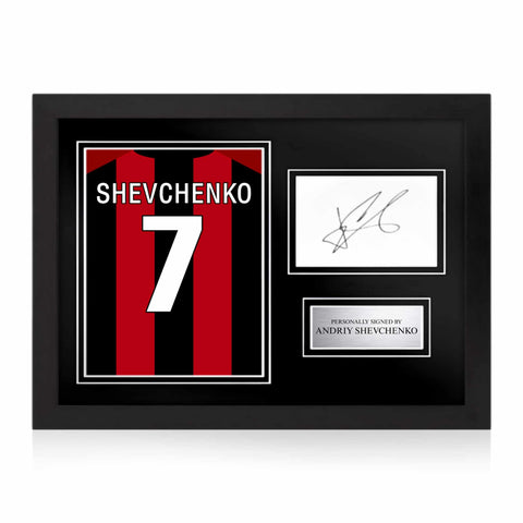 Andriy Shevchenko Signed Framed Display with Shirt Back Photo