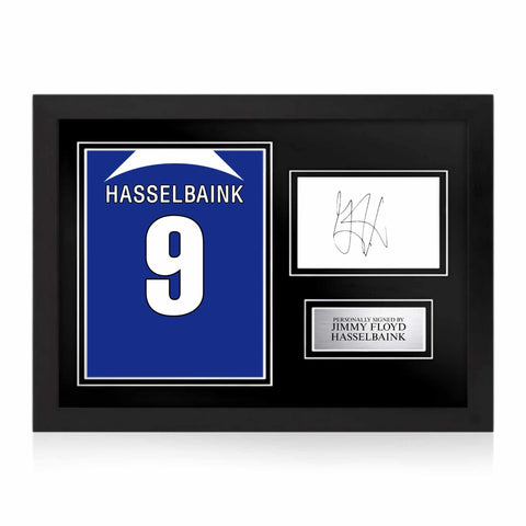 Jimmy Floyd Hasselbaink Signed Framed Display with Shirt Back Photo