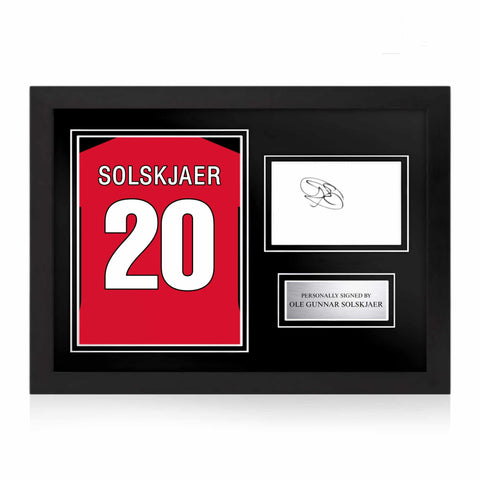 Ole Gunnar Solskjær Signed Framed Display with Shirt Back Photo