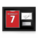 Peter Beardsley Signed Framed Display with Shirt Back Photo