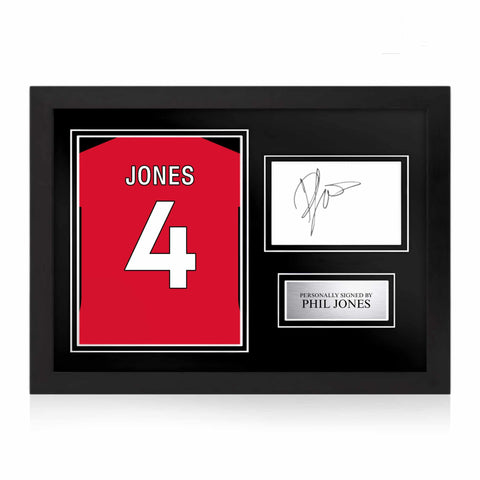 Phil Jones Signed Framed Display with Shirt Back Photo