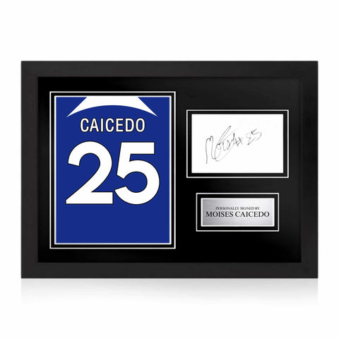 Moises Caicedo Signed Framed Display with Shirt Back Photo