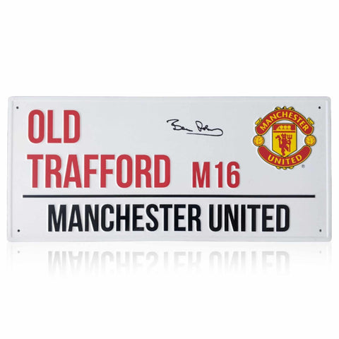 Bryan Robson Signed Old Trafford Street Sign