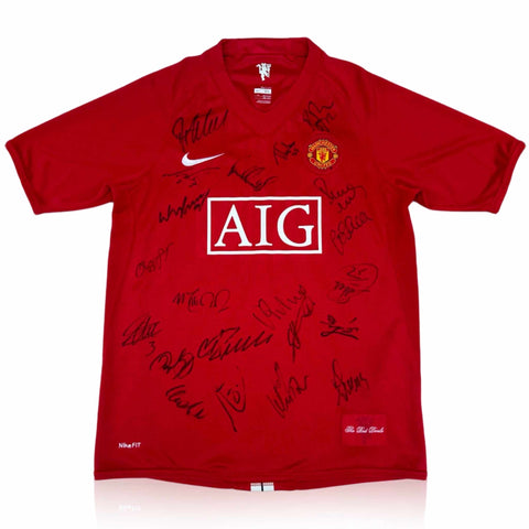 Squad Signed Manchester United 2007/09 Home Shirt