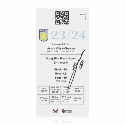 Enzo Fernandez Signed Chelsea v Aston Villa Ticket - 1st Career Free Kick Goal