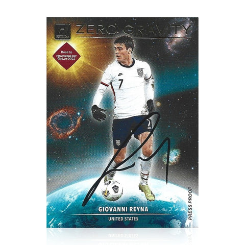 Giovanni Reyna Signed 2021 Panini Donruss Zero Gravity Press Proof Road to Qatar USA #19