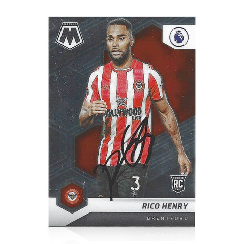 Rico Henry Signed Panini Mosaic 2021-22 Premier League Base Rookie Card