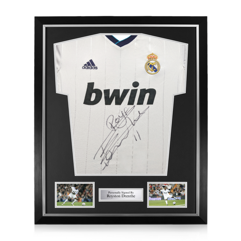 Royston Drenthe Signed Framed Real Madrid Home Shirt