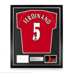 Rio Ferdinand Signed Framed Display w/ Manchester United Home Shirt