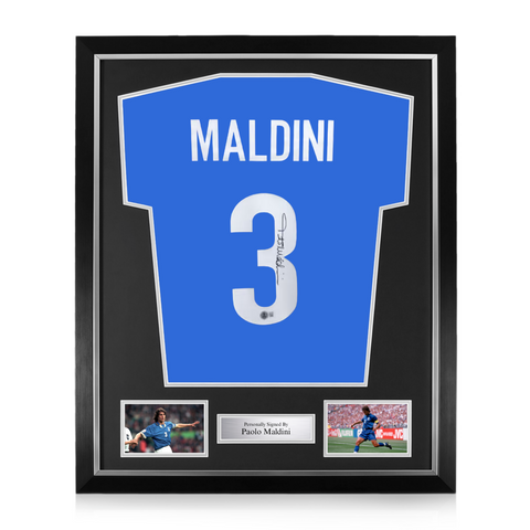 Paolo Maldini Signed Framed Italy Home Shirt w/ BAS Beckett Authentication