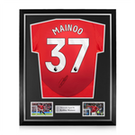 Kobbie Mainoo Signed Framed Manchester United 2024/25 Home Shirt